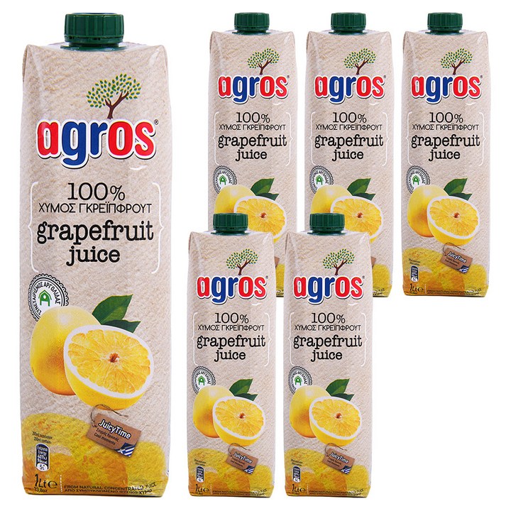 아그로스 100% 자몽주스, 6개, 1L