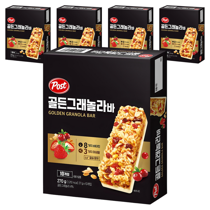 포스트 골든 그래놀라 밀크바, 270g, 5개