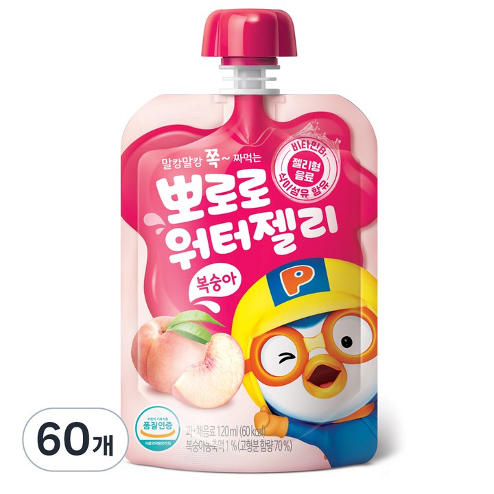 팔도 뽀로로 워터젤리, 120ml, 60개, 복숭아