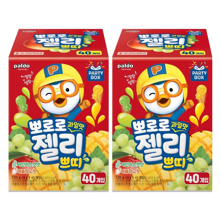 팔도 뽀로로 과일맛 젤리 쁘띠 40p, 720g, 2개