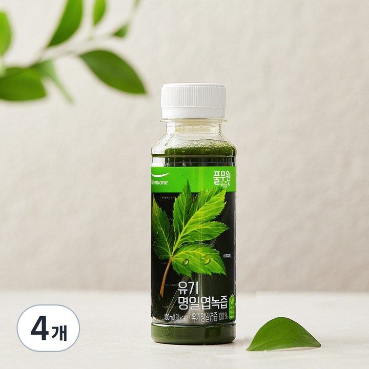 풀무원녹즙 유기가공식품 인증 명일엽 녹즙, 130ml, 4개