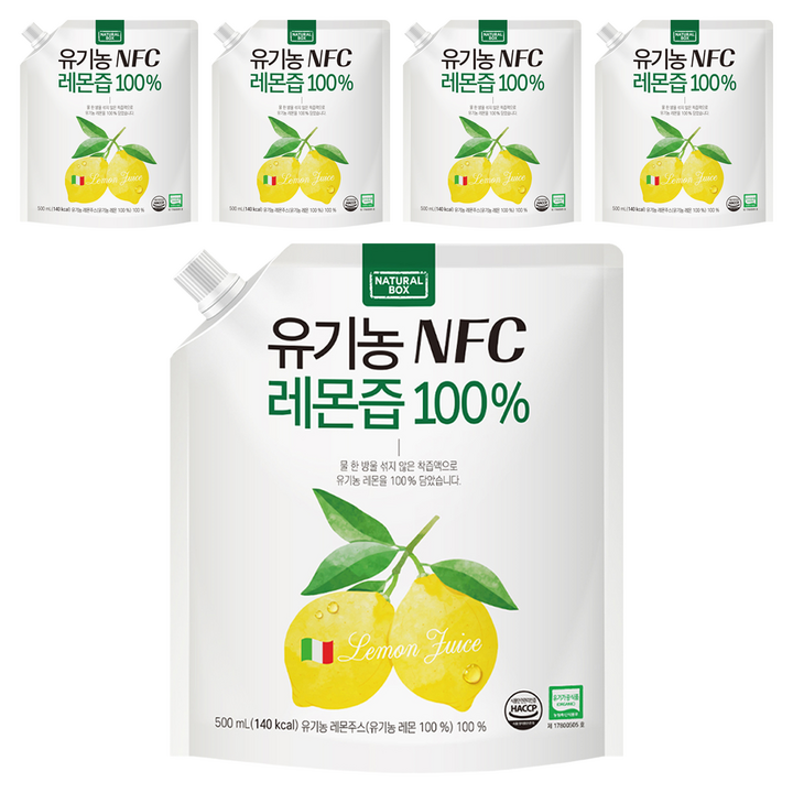 내추럴박스 유기농 NFC 레몬즙, 500ml, 5개