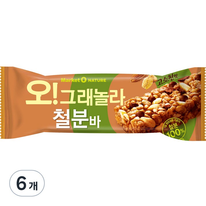 마켓오네이처 오 그래놀라 철분바, 35g, 6개