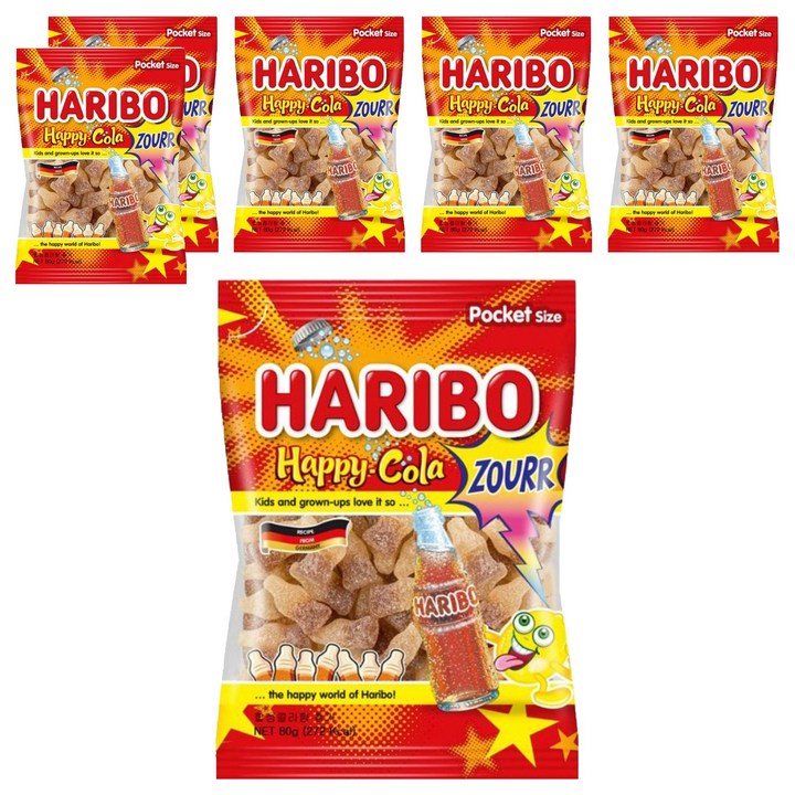 하리보 해피콜라향 사우어 젤리, 80g, 6개
