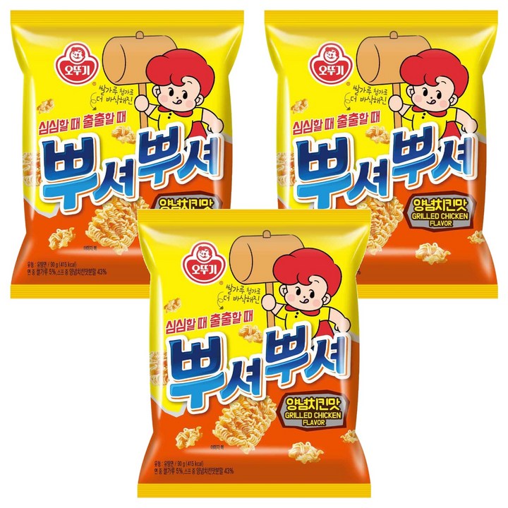 오뚜기 뿌셔뿌셔 양념치킨맛, 90g, 3개