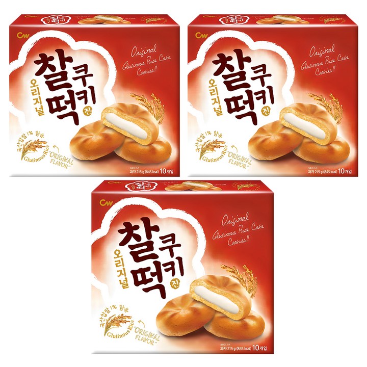 청우식품 찰떡쿠키 오리지널 10개입, 215g, 3개
