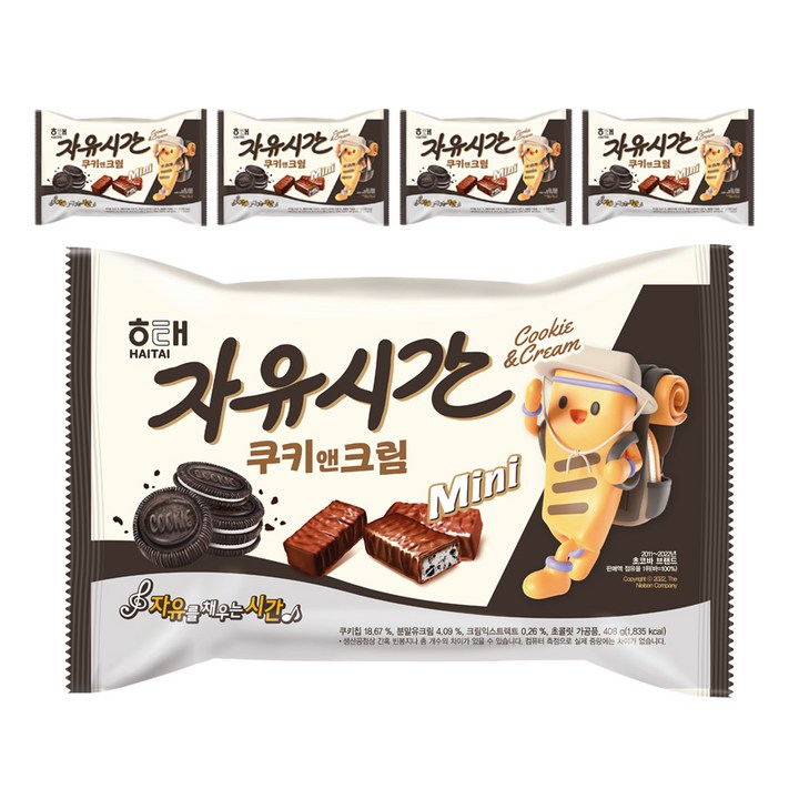 자유시간 쿠키앤크림 미니, 408g, 5개