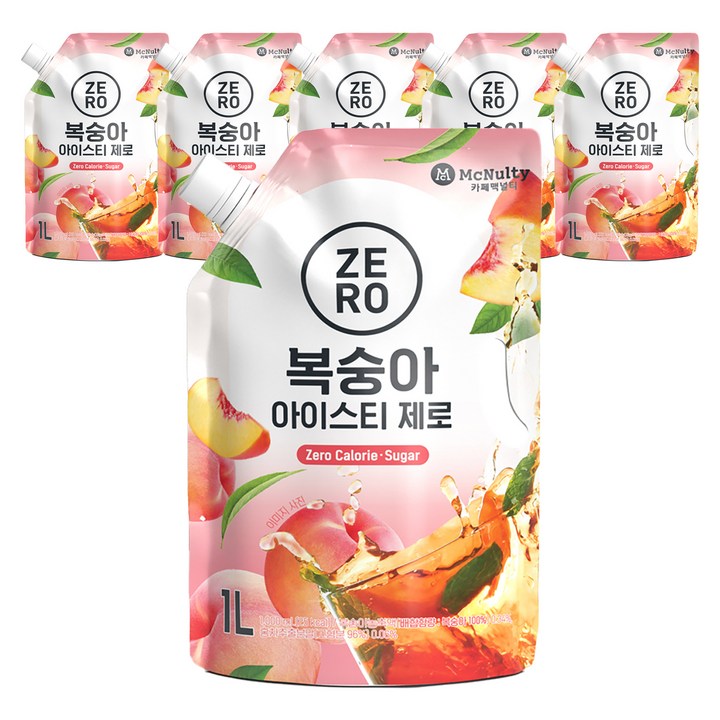 맥널티커피 복숭아 아이스티 제로, 1L, 1개입, 6개