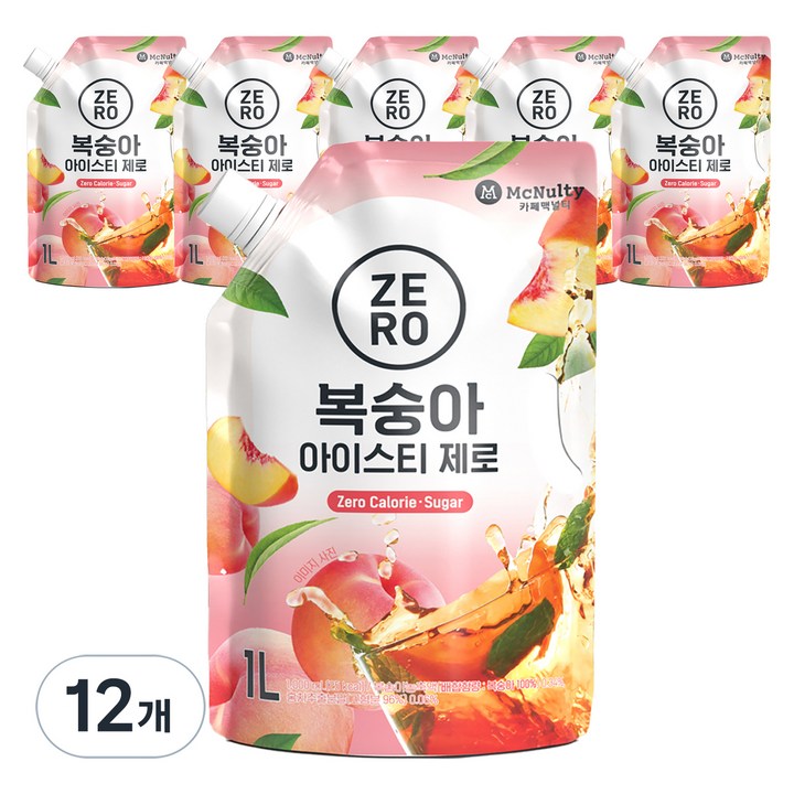 맥널티커피 복숭아 아이스티 제로, 1L, 1개입, 12개