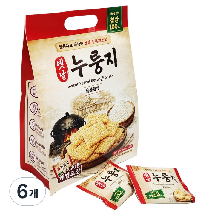 에이플러스 옛날 누룽지 달콤한맛, 480g, 6개