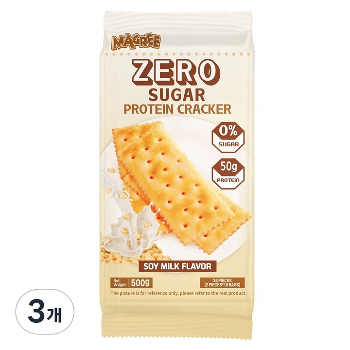 매그리 제로 슈가 프로틴 크래커 두유맛, 500g, 3개