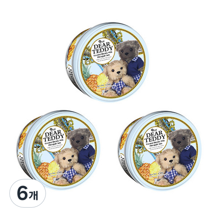 VFOODS 디어테디 플라워비스킷 파인애플잼, 150g, 6개