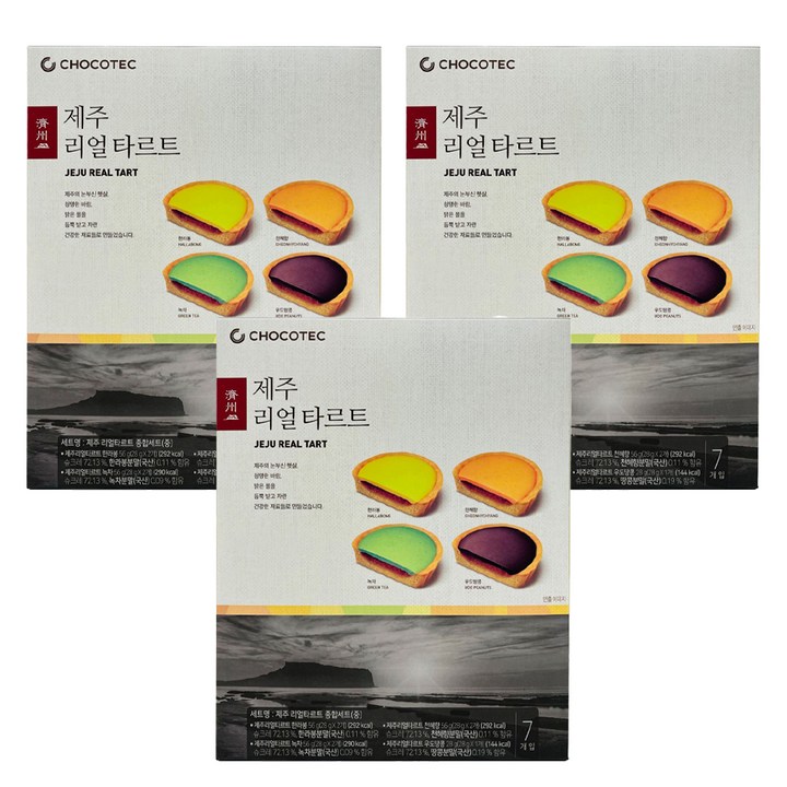 초코텍 제주 리얼 타르트 중 7p, 3개, 28g