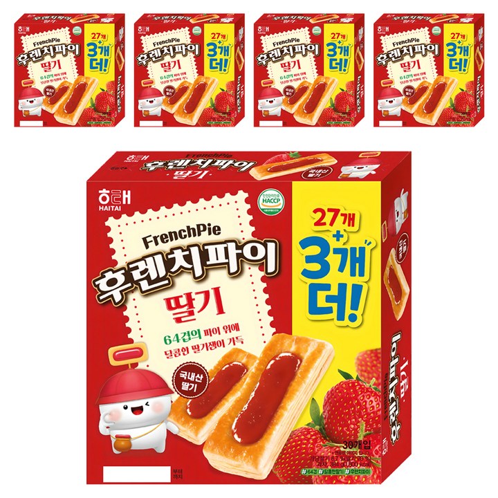 해태제과 후렌치파이 딸기, 384g, 5개