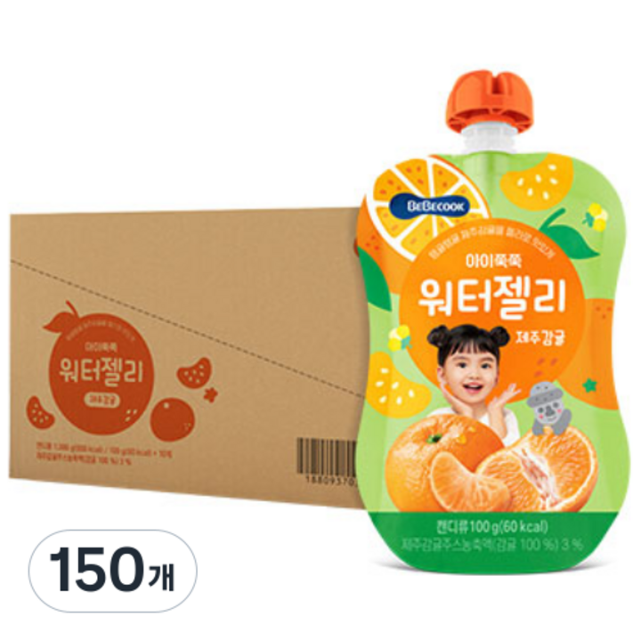 베베쿡 아이쭉쭉 워터젤리 제주감귤, 100g, 150개