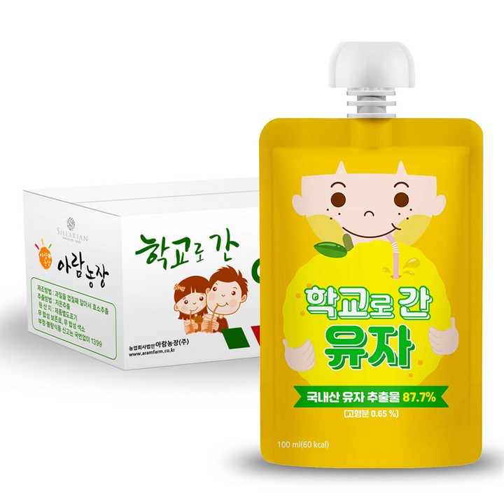 아람농장 학교로간 유자, 100ml, 40개, 유자맛