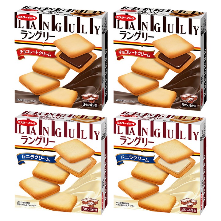 랑그리 초코 + 바닐라향 크림 샌드, 4개, 132g
