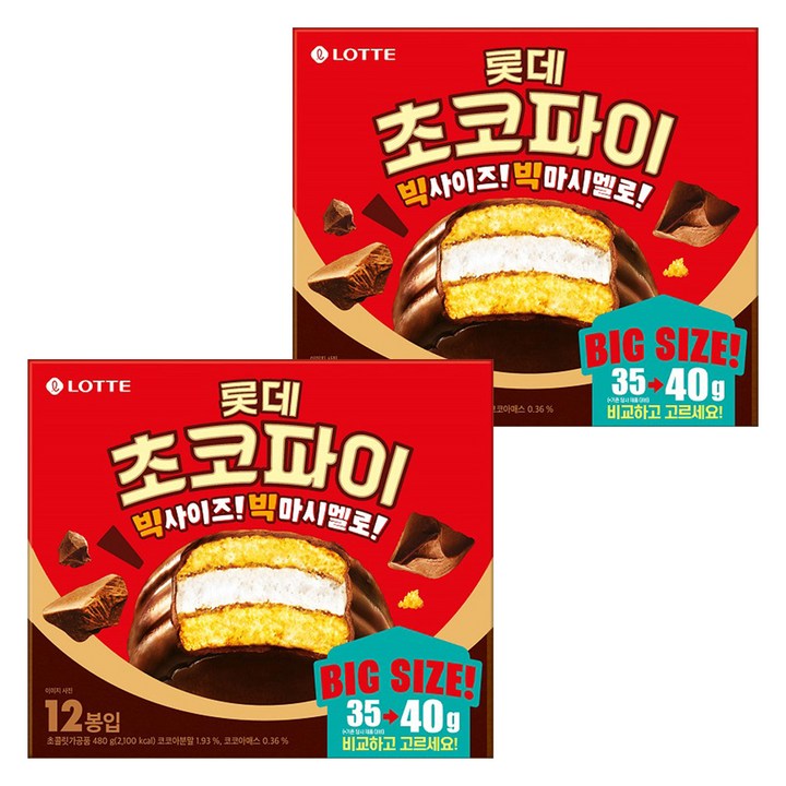 롯데웰푸드 초코파이 12p, 480g, 2개