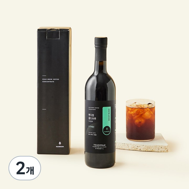 핸디엄 콜드브루 커피원액 디카페인 DECAF BLEND, 750ml, 2개