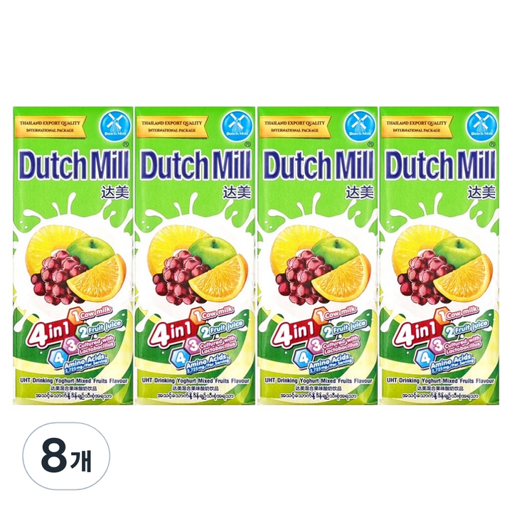 더치밀 요거트 드링크 믹스후르츠맛, 8개, 180ml
