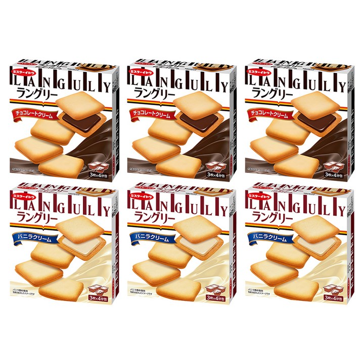 랑그리 초코 + 바닐라향 크림 샌드, 6개, 132g