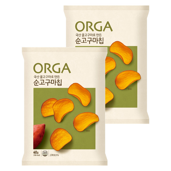 올가홀푸드 순 고구마칩, 2개, 40g