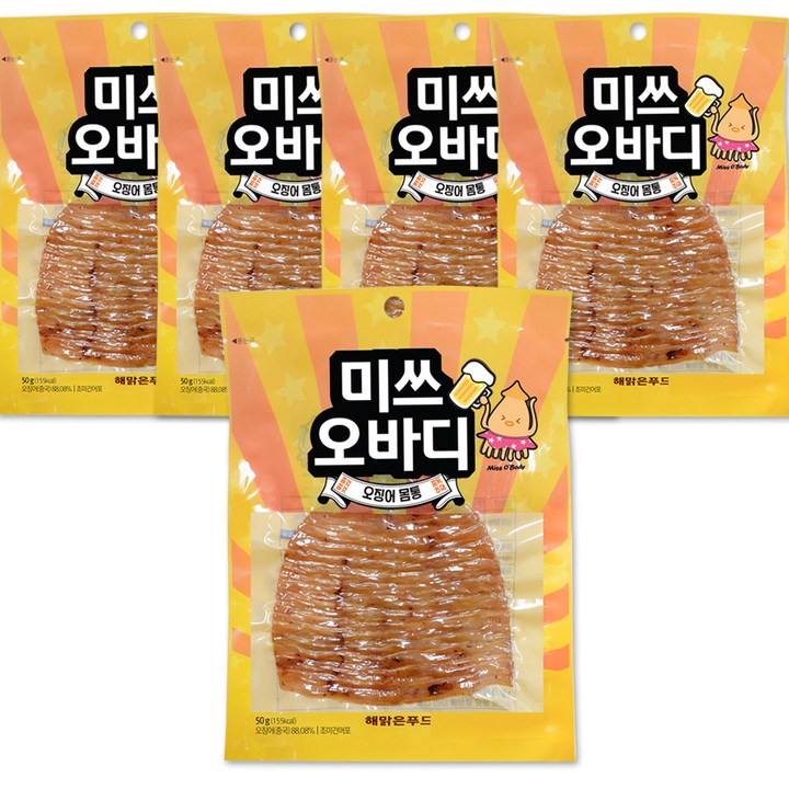 해맑은푸드 미쓰오바디 오징어, 5개, 50g