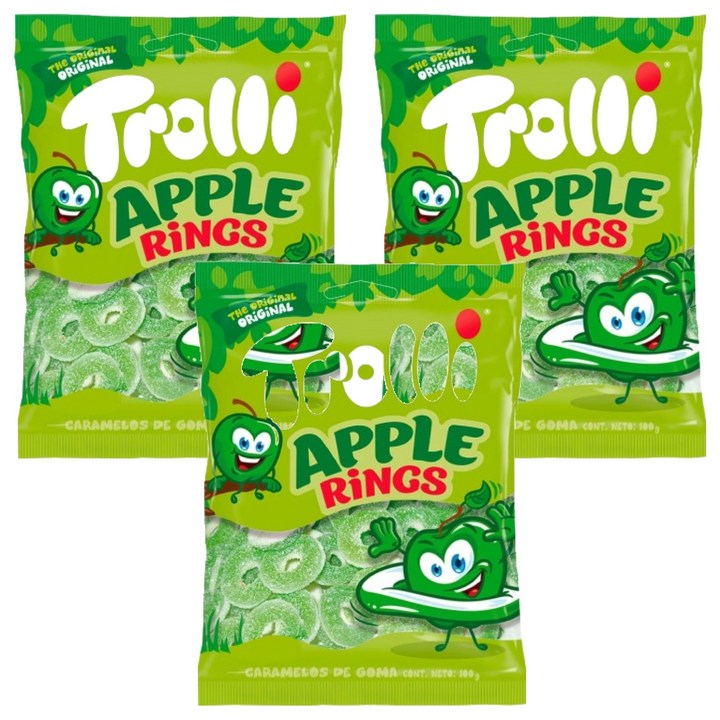 트롤리 애플링스 젤리, 100g, 3개