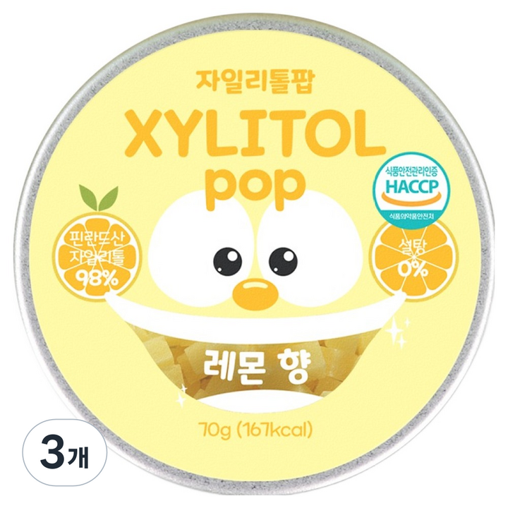 자일리톨팝 틴케이스 레몬비타민, 70g, 3개