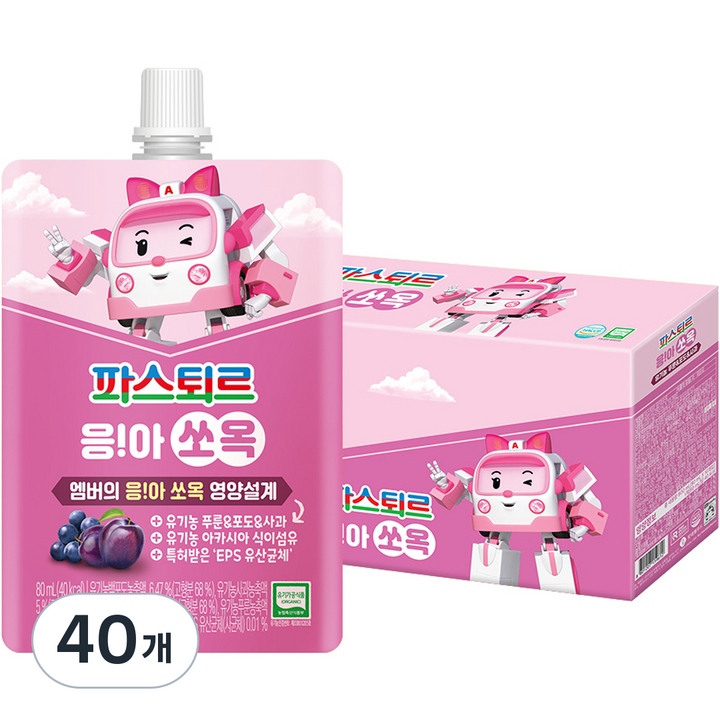파스퇴르 유아용 응아쏘옥 주스, 80ml, 40개