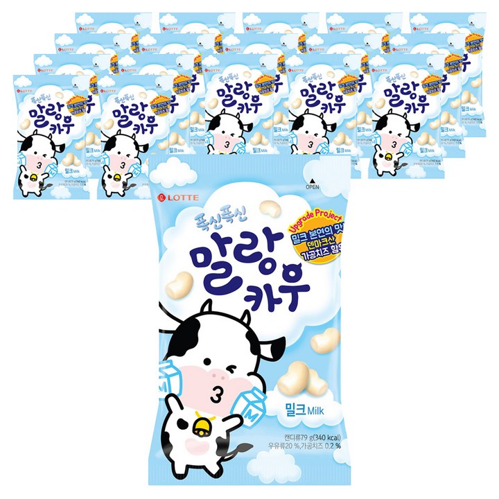 롯데웰푸드 말랑카우 밀크 츄잉캔디, 79g, 18개