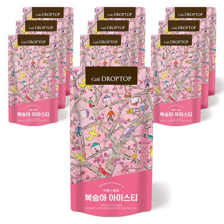 드롭탑 복숭아 아이스티, 10개, 230ml