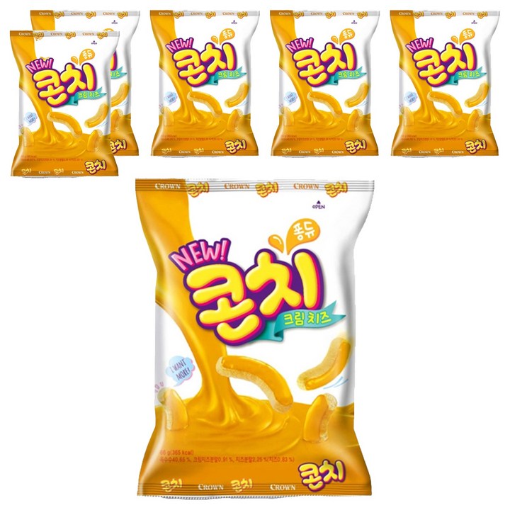 크라운 콘치 크림치즈 과자, 66g, 6개