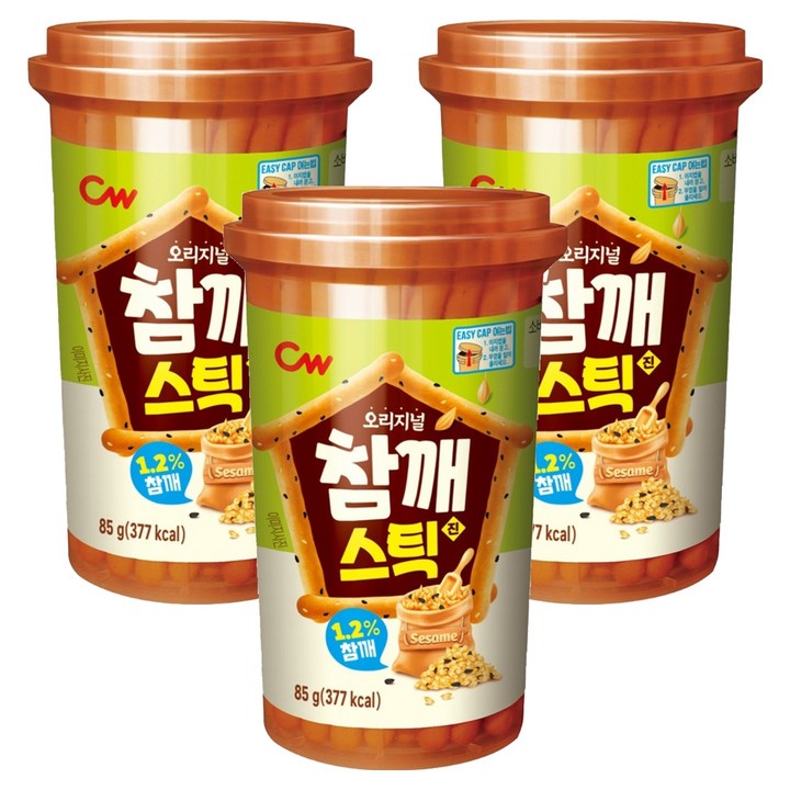청우식품 참깨스틱 진, 85g, 3개