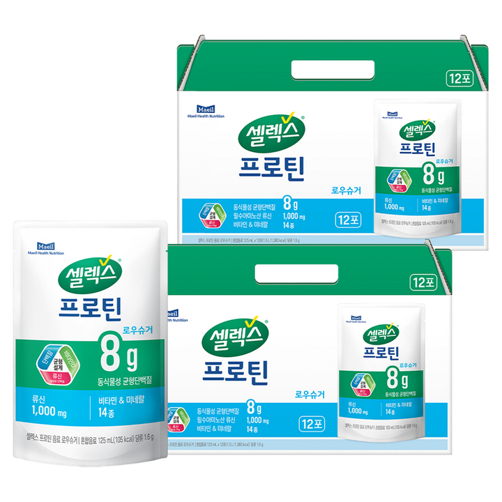 셀렉스 파우치 프로틴 음료 로우슈거 12p, 1.5L, 24개