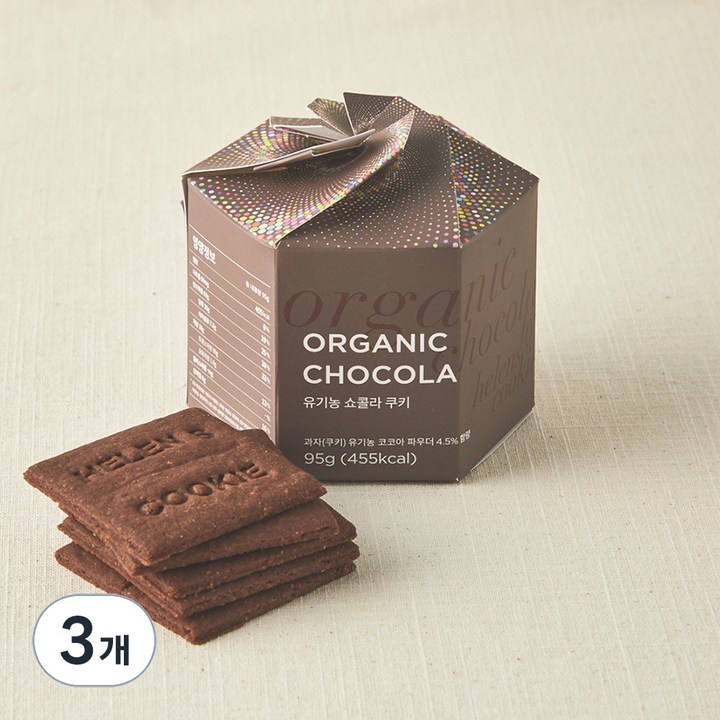 헬렌스쿠키 유기가공식품 인증 쇼콜라 쿠키, 95g, 1개입, 3개
