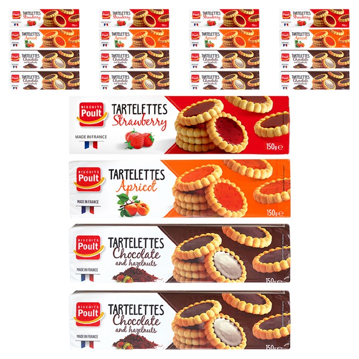 폴트 타르트 딸기+살구+초콜릿 앤 헤이즐넛, 150g, 5세트