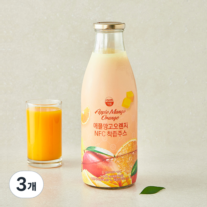 자임 오렌지 애플망고 착즙주스, 3개, 1L