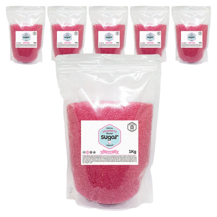 웰빙 솜사탕 설탕 딸기향, 1kg, 6개