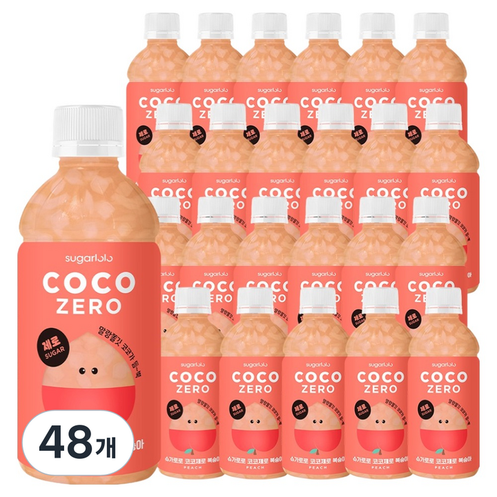 슈가로로 코코제로 복숭아, 340ml, 48개