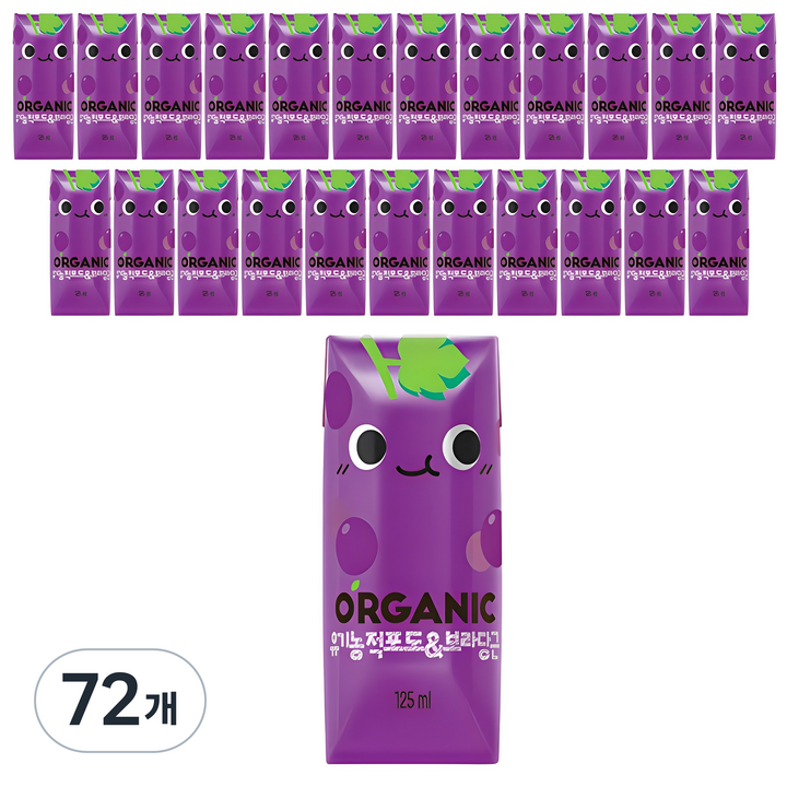 크니쁘니 오가닉 적포도&보라당근 주스, 125ml, 72개