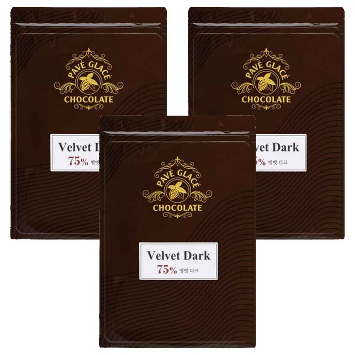 파베글라스 다크 커버춰 리얼 75% Velvet 초콜릿, 3개, 400g