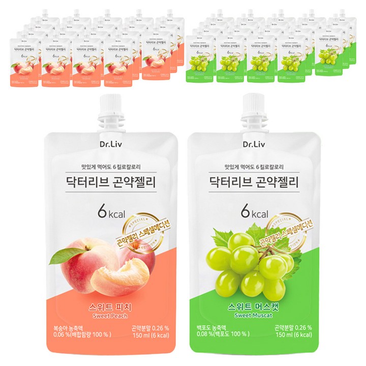닥터리브 곤약젤리 스위트 머스캣 150ml x 10p + 스위트 피치 150ml x 10p, 2세트