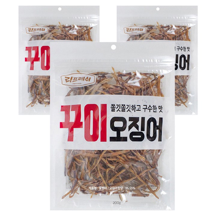 리프레쉬 꽃보다오징어 꾸이 오징어, 200g, 3개