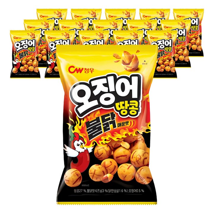 청우식품 오징어땅콩 불닭맛 스낵, 16개, 90g