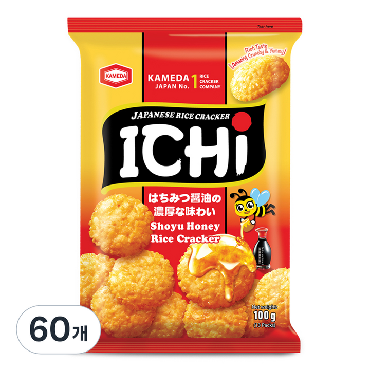 카메다 이치 쌀과자 소유허니, 100g, 60개
