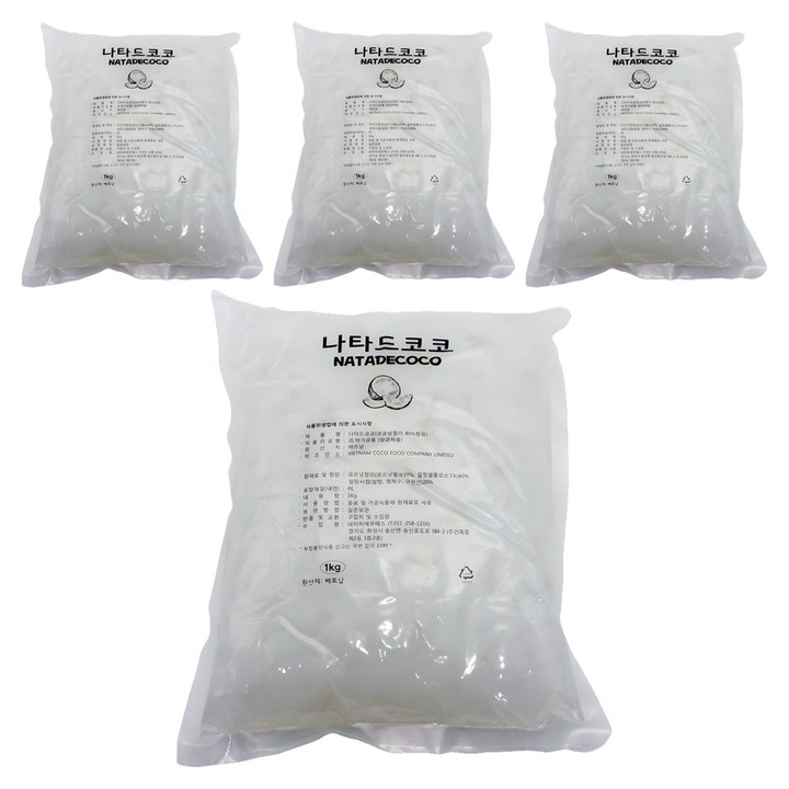코코넛젤리 8mm 음료용, 1kg, 4개