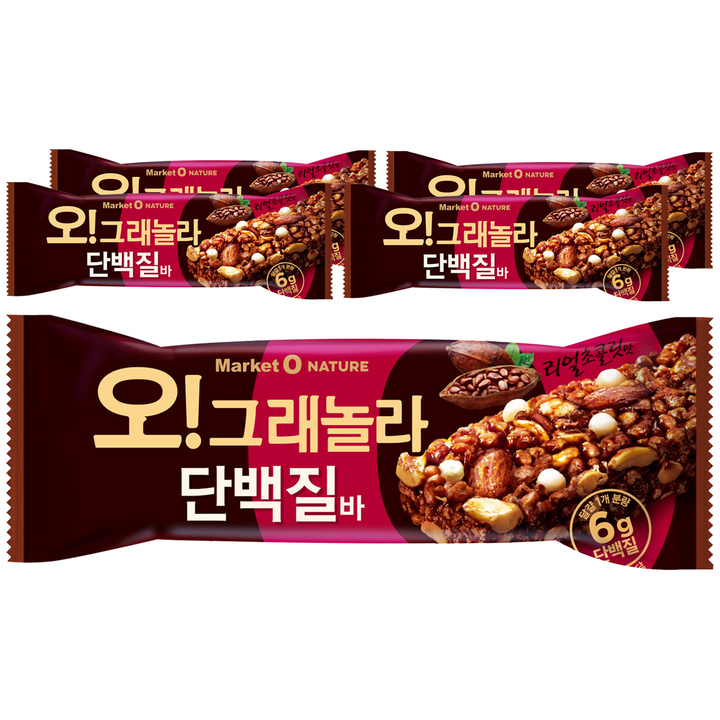 마켓오네이처 오 그래놀라 단백질바, 40g, 5개