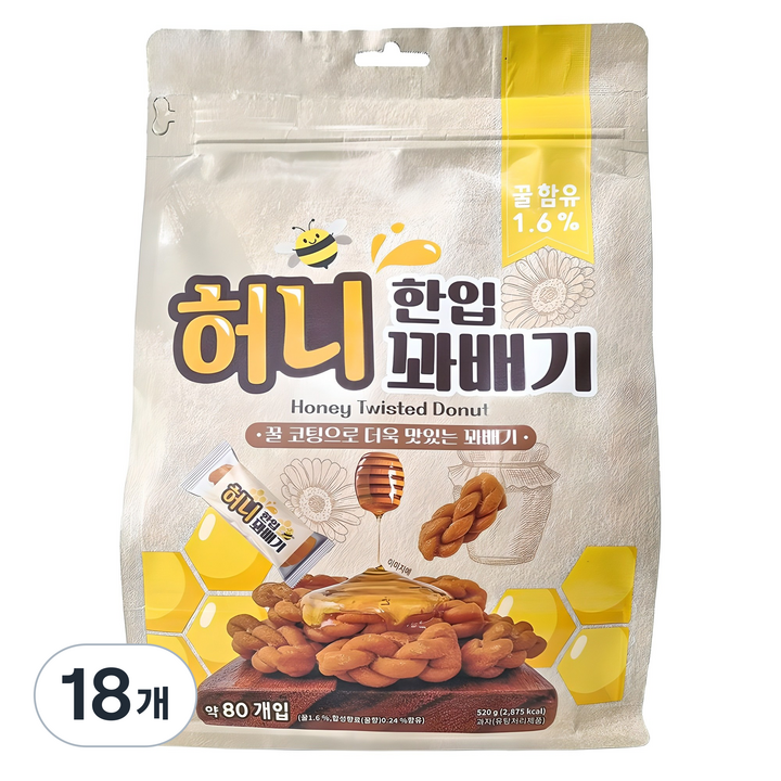 한입 허니 꽈배기, 520g, 18개