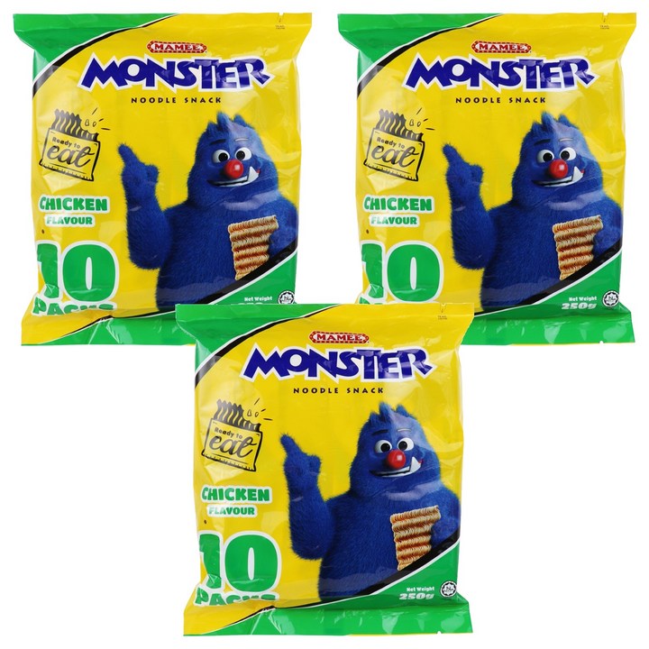 마미 몬스터 누들 스낵 치킨향, 3개, 250g